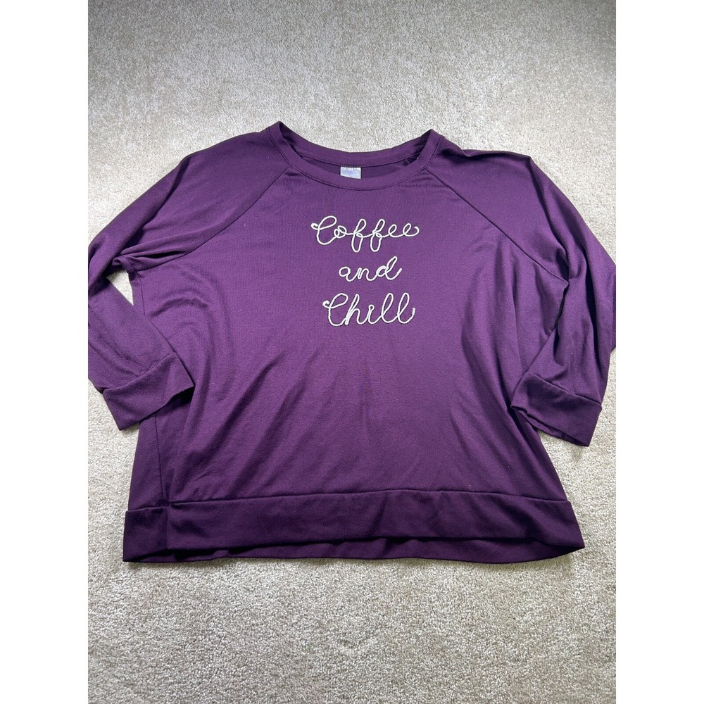 Secret Treasures 2X (18W-20W) Purple Light Weight Long Sleeve Shirt Coffee Chill